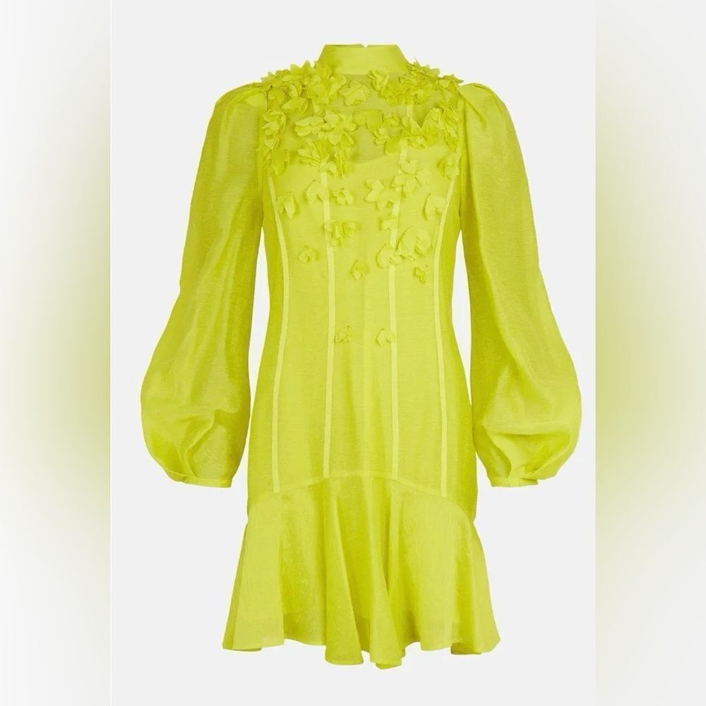Karen Millen Vibrant Yellow/green appliqué Dress, US6 - Picture 4 of 15